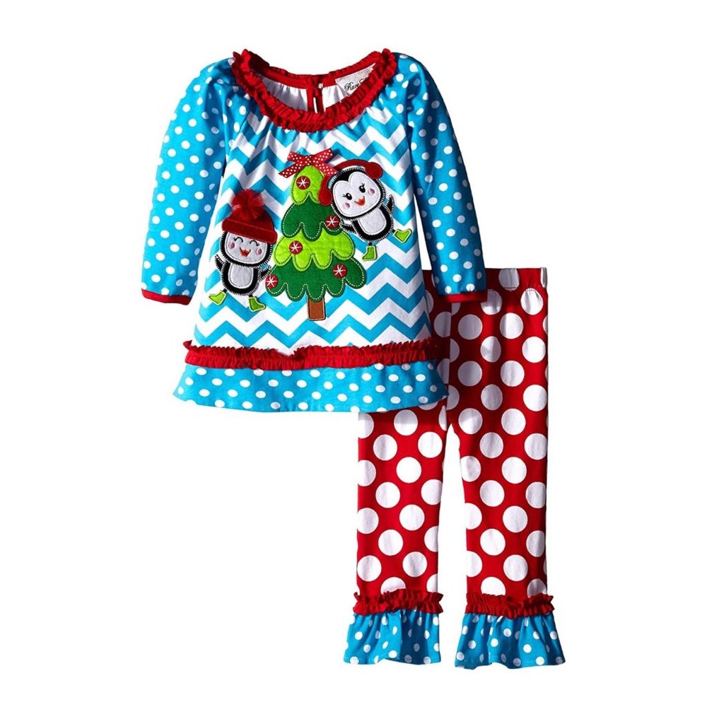 Girls Christmas Tree & Penguins 2 pieces set NWT